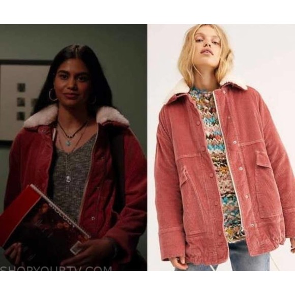 FREE PEOPLE Pink Blush Jacket Corduroy Coat Medium Lust for Life - Picture 1 of 13